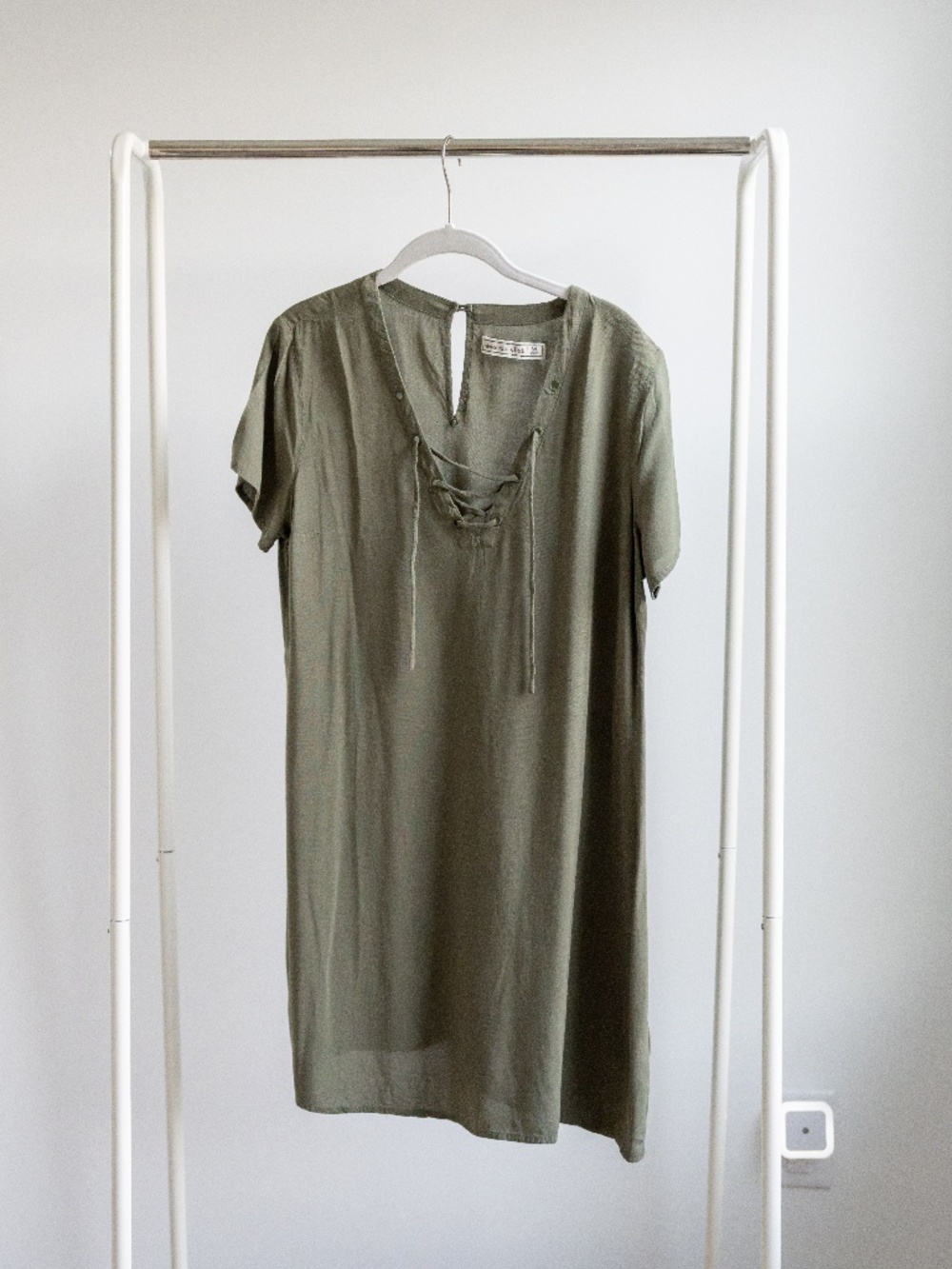 Abercrombie Green Lace Up Shirt Dress - Medium